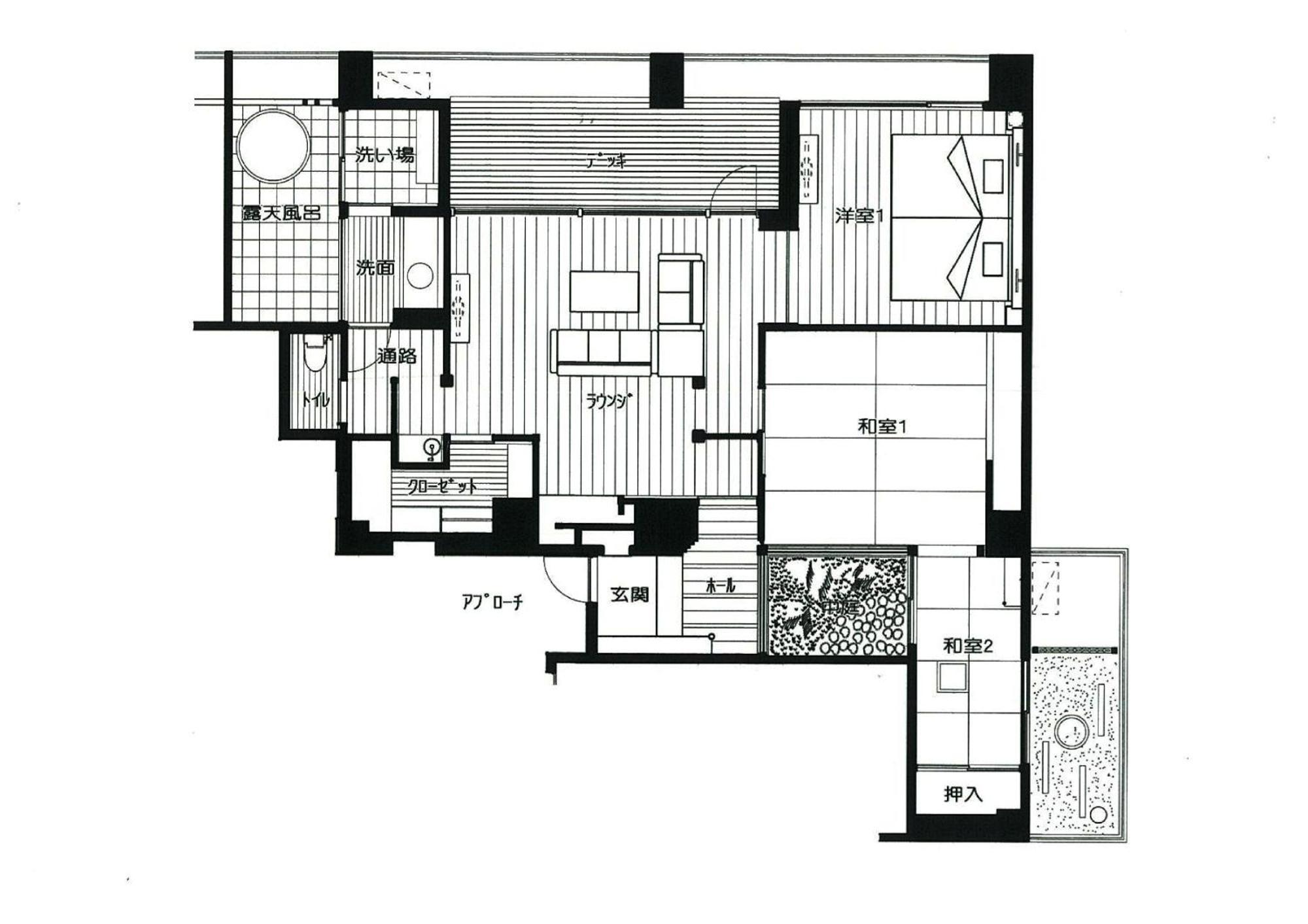 Amane Resort Seikai Beppu Chambre photo A floor plan of a Japanese apartment